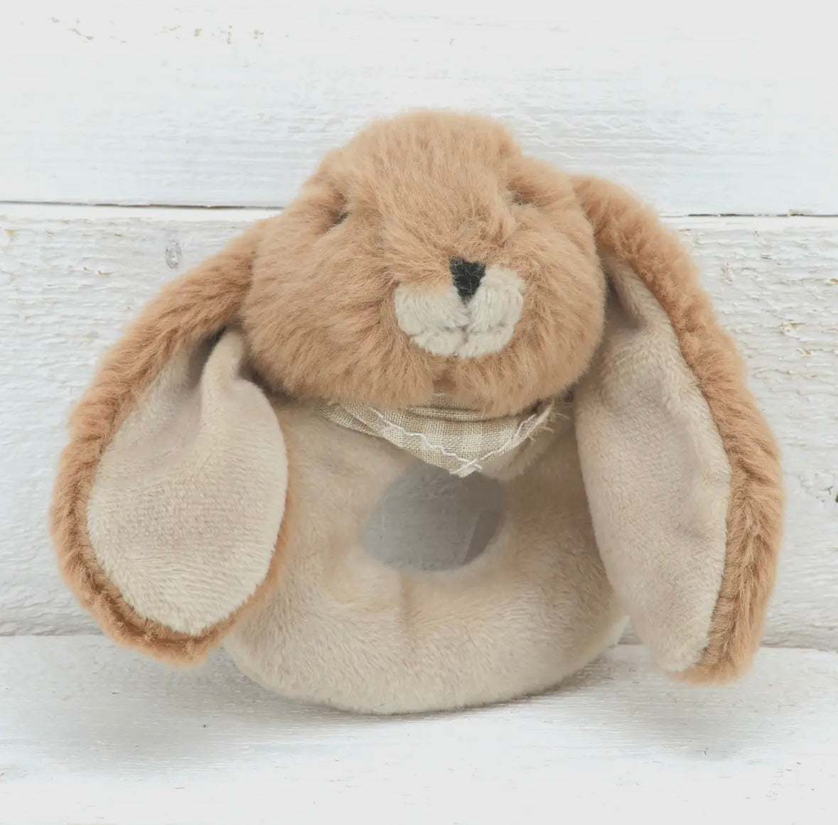 Charming Bunny Baby Soft Toy Rattle, handcrafted from safe materials for babies to enjoy