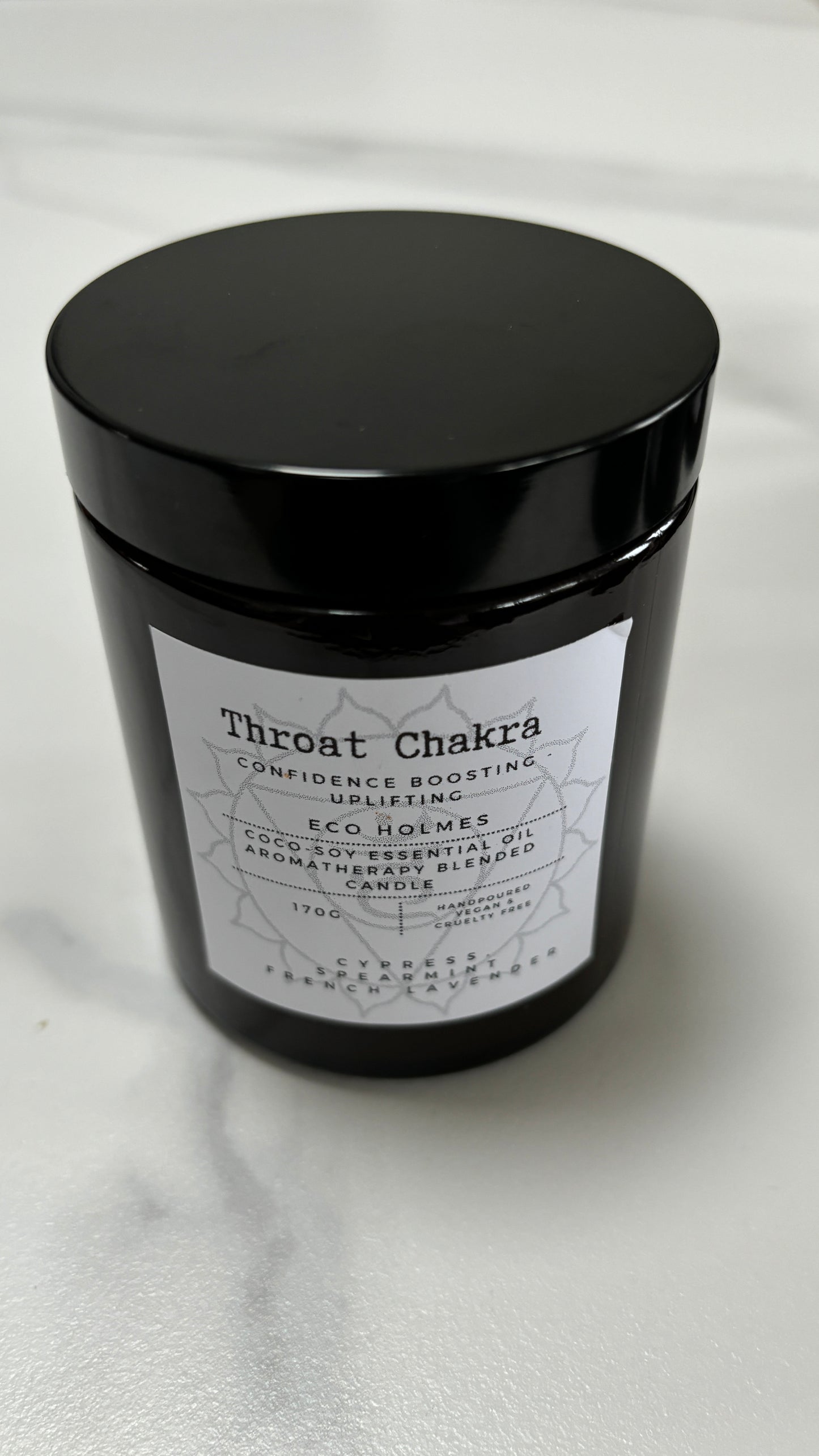 Aromatherapy Essential Oil Blend Throat Chakra Candle