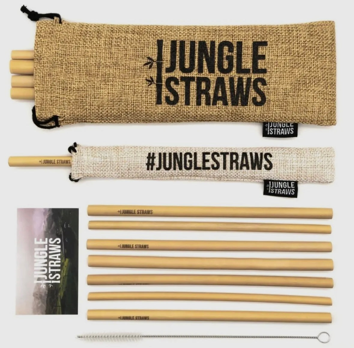 Natural bamboo straws packaged for gift-giving, a thoughtful choice for eco-friendly friends and family