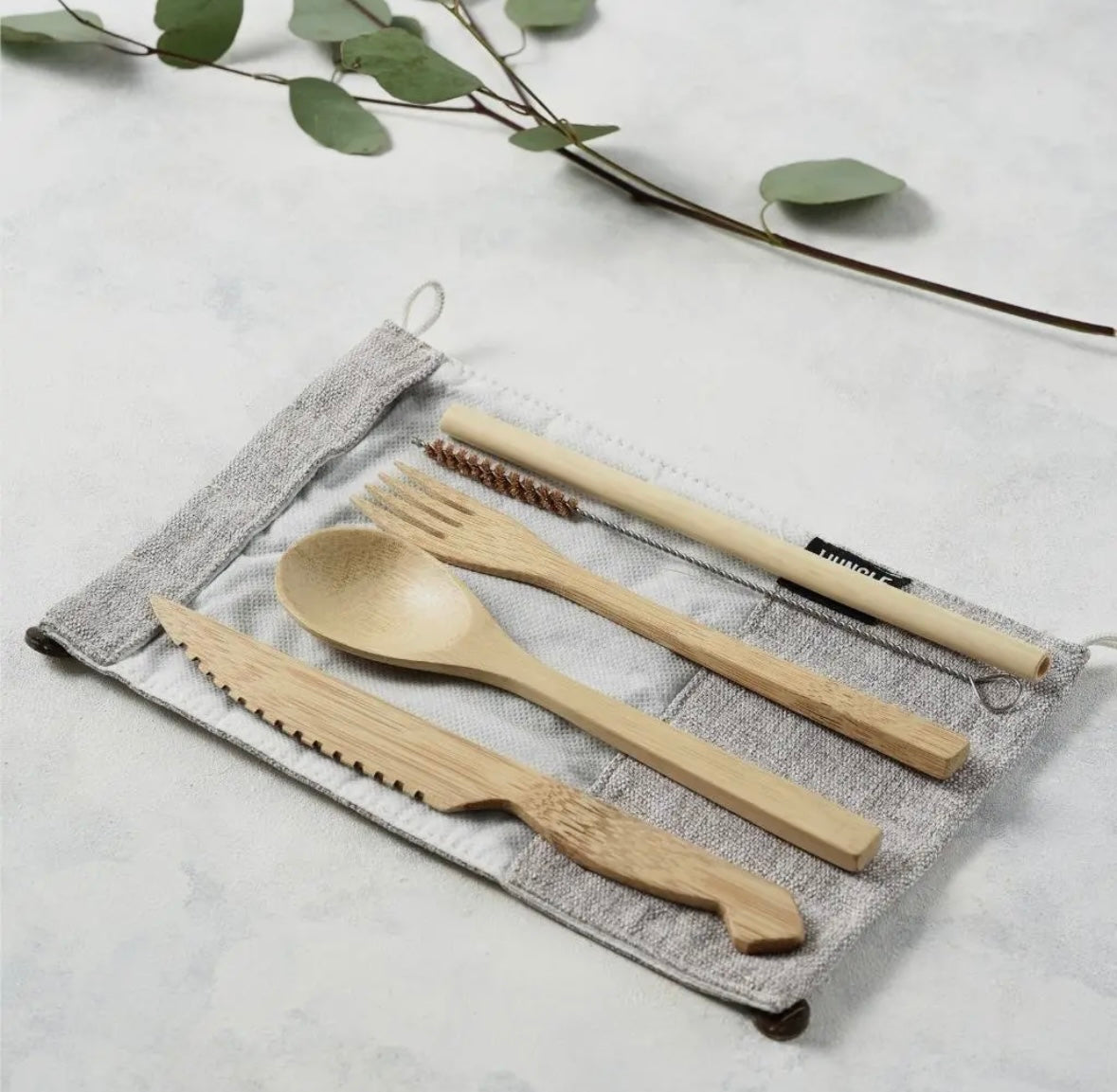 Eco-friendly bamboo cutlery set in plastic-free packaging for a sustainable lifestyle